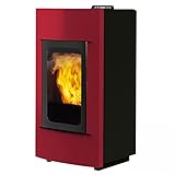 Italiana Camini 1007140 ITC Nelly Più Wasserführender Pelletofen Stahl Bordeaux_off_weil_ohne_Kit_RS / A++