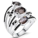 CHXISHOP 925 Sterling Silber Granat Blume Blüte Damenring handgefertigt Schmuck einzigartige Geschenke für Frauen Mutter Frau Mädchen Braun - 10#