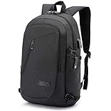 WENIG Laptop Rucksack Herren Anti-Diebstahl Laptoptasche 15.6 Zoll für Arbeit mit USB Ladeanschluss Business Reisen Rucksack für Männer Notebook wasserdichte Schulrucksack Jungen Teenager Schw