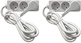 2 Stück (!!) 3-fach Steckdosenleiste mit extra flachem Schuko-Winkelstecker passt hinter Schränke, 3m Zuleitung, Webaso-Spar-Pack'WSP2x-045405'