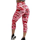 QTJY Leggings mit Camouflage-Print für Damen, Push-up-Trainings-Yogahose, Outdoor-Laufhose gegen C