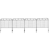 Gartenzaun Teichzaun Set, 4 Teilige Beetumrandung für Garten Dekozaun Freigehege Schwarzer Gartenrand Landschaftsmuster und Gartenbarriere Zaunelementen 112X92