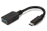 DIGITUS USB 3.0 Anschluss-Kabel - 0.2m - Adapter-Kabel - USB Type-C auf USB Typ A - OTG - Super-Speed 5 GBit/s - Schw