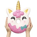 ANBOOR 13 Inches Squishies Jumbo Unicorn Donut Kawaii Soft Slow Rising Scented Giant Doughnut Squishies Stress Relief Kid Toy