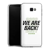 DeinDesign Slim Case extra dünn kompatibel mit Samsung Galaxy J4 Plus Duos (2018) Silikon Handyhülle transparent Hülle VFL Wolfsburg Fanartikel Aufstieg