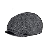 KeepSa Herren Schiebermütze Newsboy Schirmmütze baskenmütze Flat Cap Peaky Fischgräten Tweed Gatsby Barett Mütze 8 Panel Newsboy Stil Golf Cap,Schlägermü