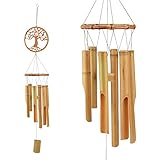 JOELELI Windspiel Holz, Wind Glocke hölzerne Musik hängende Ornament Dekoration für Outdoor, Indoor, Haus, Garten, Terrasse, Veranda, Hof, Ackerland oder Balkon(Baum des Lebens)