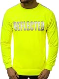OZONEE Herren Sweatshirt Pullover Langarm Farbvarianten Langarmshirt Pulli ohne Kapuze Baumwolle Baumwollemischung Classic Motiv Rundhals-Ausschnitt Sport MACH/2124 GELN-NEON L
