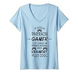 Damen Spiele Je Suis Un Paten Gamer Idee, Geschenk Geek T-Shirt mit V