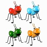 Offfay Ameisen Ornament, 4 Stücke Metall Ameise Kunst Skulptur Kreative 3D Bunte Handwerk Hängende Wand Schmiedeeisen Kunst Für Hausgarten Dek
