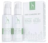 Gesichtsreinigungs-Set mit Bio-Aloe Vera und Hyaluronsäure - NATURKOSMETIK VEGAN von Mother Nature Cosmetics - 125 ml Waschgel und 125 ml Gesichtswasser für normale Haut, Mischhaut und unreine H