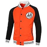 EMPERSTAR Son Goku Figur Hoodie Herren Herren Lässige Strickjacke Baseballjacke Jacke Herren Sweatshirt Jacke Orange + Schwarz XXL