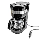 Kaffeemaschine 24V, 300W, 0.65L, Glaskanne, 6 Tassen, Anschluss Zigarettenanzünder - Reisekaffeemaschine für Lkw, Boot oder Camp