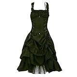 Eaylis Damen Cosplay Gothic Kleidung Binggong Kleid Mittelalter Kostüm Punk Karneval Kostüm Frau Kurzarm Steampunk Minikleid Punk Schnürung Rückenfrei Kapuzen Party Vintage Kleid T-Shirtk