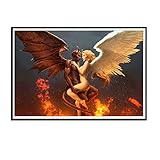 Yxbhhym Devil VS Angel dekorative Gemälde Wandkunst Dämonen und Engel Leinwand Home Decor Zurück in die Zukunft Druck auf Leinwand-50x70cm ohne R