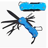 Multitool Taschenmesser, Speyang 12 In 1 Taschenwerkzeug, Werkzeug Messer, Mini Taschenwerkzeug mit Flaschenöffne, Multifunktionstool Outdoor, für Campen, Wandern und Notfälle(Blau)