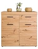 GOPLUS Beistellschrank mit 2 Türen & 2 Schubladen, Standschrank mit Verstellbaren Regalboden, Aufbewahrungsschrank aus Holz, mit Kippschutz, Sideboard für Zuhause & Bü