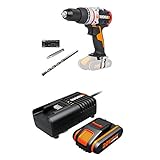 WORX WX354.9 Schlagbohrhammer 20V Max SlammerDrill ohne Akku und Ladegerät, 20 V, Schwarz + WA3601 Akku mit Ladegerät Set: 20V 2000mAh Li-Ion Akkubatterie & Akku L