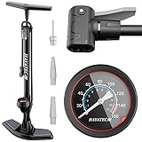 Alaskaprint Fahrradpumpe Luftpumpe Fahrrad alle Ventile Fahrrad Luftpumpe mit Manometer Fahrradluftpumpe 11 bar/160 p