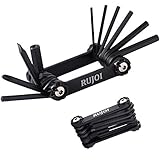 RUJOI Bike Multitool, Fahrrad Multifunktionswerkzeug 14 in 1 Faltbares Reparatur Werkzeug Set Reparaturset Schw