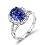 ANAZOZ Echtschmuck Damen Ring 18 Karat 750 Weißgold 2.67 Karat Tansanit 0.18 Karat Diamant Verlobungsring Damen Brillant Solitärring Größe 65 (20.7) AN1480