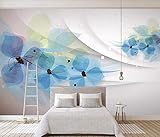 XHXI Tapete Blaue Blume 3D Papier Schlafzimmer Wohnzimmer Fernseher Wandmalereien Tapisserie Wandbild fototapete 3d Tapete effekt Vlies wandbild Schlafzimmer-430cm×300