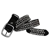 DTKJ Jeans Pan-Clock Niet Biker Gürtel Goth Totenkopf Knochen und Kreuz Ledergürtel Stead Ledergürtel (Farbe: Kaffeebraun, Größe: 42)