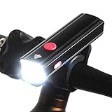 CHAW Fahrradlicht, 300 Lumen USB-Wiederaufladbare LED-Fahrrad-Scheinwerfer, 2000mAh-Batterie-Radfahren-Taschenlampe Fahrradfront-Scheinwerfer mit 4 Modi, IPX4 wasserdichtes F