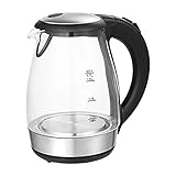 TZS First Austria Glas Wasserkocher 1,7 L, mit Kalkfilter, 2200 Watt, LED Innenbeleuchtung, kabellos, Trockenkochschutz, 360° Grad Anschluss-Sock