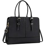 Lubardy Handtasche Damen Shopper Damen Groß Wasserdicht 15.6 Zoll Leder Laptop Tasche für Büro Arbeit Business Schule Schw