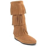 Minnetonka Damen 3-LAYERFRINGEBOOT Mokassin Stiefel, Braun (Taupe), 39