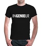 buXsbaum® Herren Unisex Kurzarm T-Shirt Bedruckt Ingenieur | Genie Technik Studium | L Black-White Schw