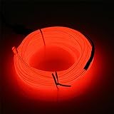 5M/16.4ft EL Wire Neonlicht Batteriebetriebene, JIGUOOR 3 Modi Hohe Helligkeit Beleuchtung EL Draht Kabel, Flexibel Neon Seil DIY Schriftzug Sign für Weihnachtsfeier Dekoration Halloween-R