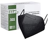 URUSANA 25x FFP2 Schwarz Maske 5-Lagen Mundschutzmaske CE Stelle zertifiziert Atemschutzmasken hygienische Einzelverpackung EU 2016/425