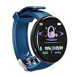 Smartwatch für Damen Herren, Fitnessuhr Sport Uhr Pulsmesser Wasserdicht Digitaluhr mit Kalorien Schrittzähler Activity Tracker Pulsuhr mit Silikonband, Bluetooth Smart Watch Für Frauen, (Blau)