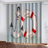 Gardinen Wohnzimmer Modern Vorhänge für Wohnzimmer Mode Nautischer Rettungsring Thermogardinen Gardinen 150x166 cm (B x H)