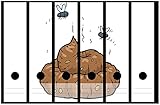 Wallario Ordnerrücken Sticker Comic Scheißhaufen mit Fliegen in Premiumqualität - Größe 36 x 30 cm, passend für 6 breite Ordnerrück