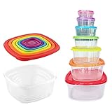 Frischhaltedosen Set, Kunststoff Crisper Ohne BPA, Mit 7 Verschiedenen Deckelfarben Und -größen Geliefert Für Die Zubereitung Von Mahlzeiten Oder Zur Aufbewahrung Im Kühlschrank