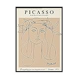 Line Art Picasso abstraktes Gesicht Poster, zusammen tanzen Wandkunst gedruckt modernes Bild, rahmenlose Leinwand Malerei A1 50x75