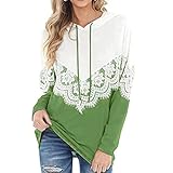 BDCUYAHSKL Winter Neue Einfarbige LangäRmlige Spitze Farbblockierende Kapuzenpullover F