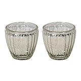 2tlg. Windlicht Simpson Silber Glas Teelichthalter D10cm Bauernsilber L
