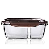 XuuuuLian Sistema Containers, Bento Lunch Box- 2 Tier Box Container, Glas- Leak-Proof, Glas Mahlzeit Prep Behälter mit Deckel, Glas Bento Box Lunch Container mit Geschirr, Lunch- Lösung bietet B