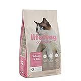 Amazon-Marke: Lifelong Complete Komplett-Trockenfutter für ausgewachsene Katzen, mit Lachs und Reis, 1 x 10 kg