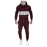 Trainingsanzug Herren Jogginganzug Langarm Sportanzug Freizeitanzug Set Jogginghose Sweatshirt Zipper Hoodie Hose für Gym Fitness Sportbekleidung Trainingsjacke Tracksuit Sportjacke für M