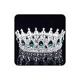 Vintage Barock Königin König Braut Tiara Krone für Frauen Kopfschmuck Abschlussball Braut Hochzeit Tiaras und Kronen, Silbergrü