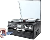 Retro Musikanlage | Nostalgie Design Stereoanlage | Kompaktanlage | Musik Center | Aufnahmefunktion | Plattenspieler | CD/MP3 | USB/SD | Radio FM/AM | LCD-Display