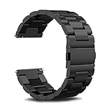 RHBLHQ Kompatibel for Samsung Gear S2 Klassische S3 Frontier Smart Watch Bands 20mm 22mm Uhrenarmband-Edelstahl-Metall Sport-Bügel-Uhr Uhrenarmbänder (Color : Schwarz, Size : Galaxy Watch 46mm)