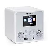 auna IR-120 - Internetradio, WiFi Radio, Radiowecker, Netzwerkplayer, farbiges TFT-Display, USB-Port, Kopfhörer-Ausgang, Wetteranzeige, weiß