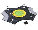 Bburago City Kreisverkehr Set: Spielzeugkreisverkehr aus 34 Einzelteilen zum Zusammenbauen, inklusive Zubehör und 1 Spielzeugauto (18-31520)
