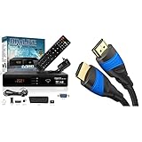 hd-line HDMI Receiver Satellit HD Digitaler Satelliten Receiver HDMI DVB S2 Receiver für Sat HD HDMI Sat Receiver, Mit PVR Schwarz & KabelDirekt – 2 m – 4K HDMI-Kabel (4K@120Hz und 4K@60Hz, Schwarz)